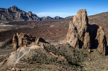 Teide Ulusal Parkı 'ndaki taş lav çölüne bakın. Tenerife, Kanarya Adaları