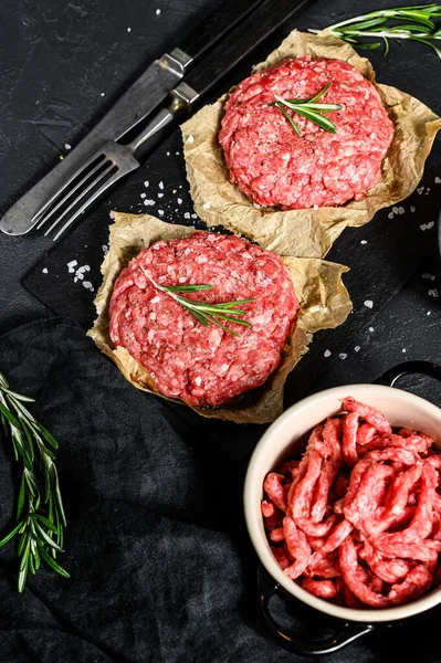 Rohe Hackfleischpastete Fleischpasteten Fertig Zum Kochen Grillparty Biofleisch Vom Bauernhof — Stockfoto