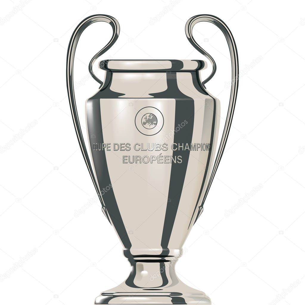 Sports award cup on white background