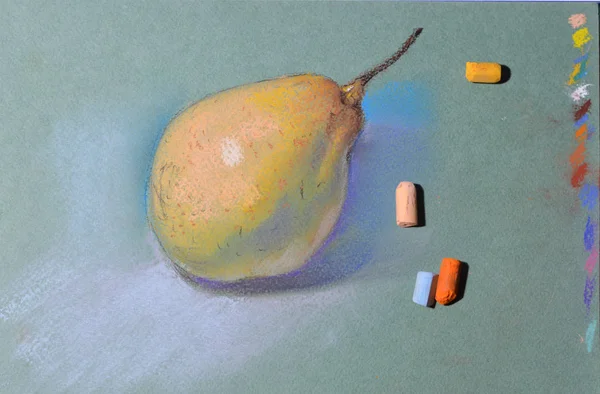 Still-life with pear soft pastel