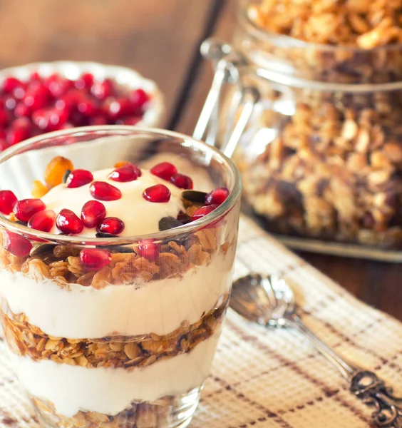 Yogurt with homemade granola — Stock Photo, Image