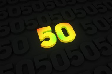 3 boyutlu görüntüleme. Siyah desenli arka planda, 50 megabayt 'lık stil hacimsel rakam. Konsept: internet, iletişim, teknoloji, dijital, hız