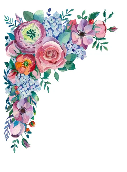 Вітальна листівка з квітами аквареллю — стоковий вектор
