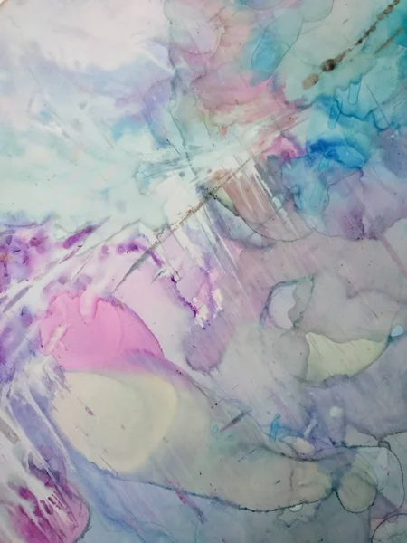 Alcohol Ink Art. Sea color and Dark blue Stains. Sea water background. Contrast Ink pattern. Aquamarine Spray Aquarelle drawn. Alcohol Ink Splatter. Clouds Macro.