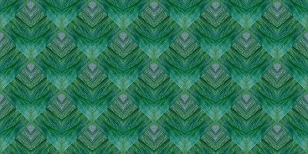 Embossed Patchwork Geometry. Blue and Grassy. Seamless Wash Drawing. Modern Ethnic Embroidery. Colorful Peel. Cyan, Green and Pale. Volumetric Motif.