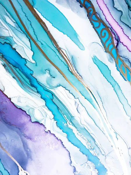 Alcohol Ink Texture. Ocean color and Indigo Splatter. Ocean Waves imitation. Contrast Ink Blur. Aquamarine Drops Gouache drawn. Alcohol Ink Dirty. Alcohol Abstract.