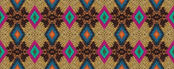 Embroidered Seamless Ethnic ornament. Satin stitch Rhombus Background. Aztec Carpet Ethnic Pattern. Colorful Braid. Tribal Embroidered. Cultural Thematic Decoration.