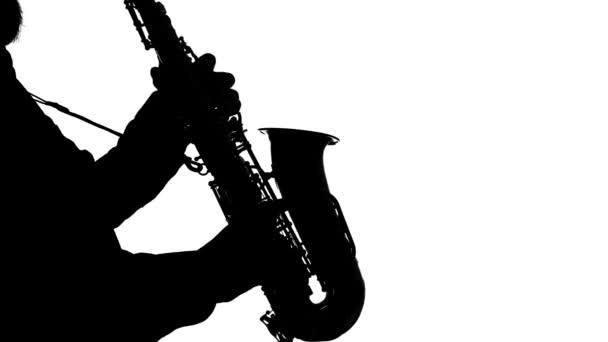 Silhouette Beau Saxophoniste Isolé Solo — Video