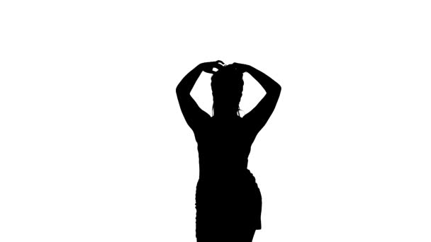 Średniej Długości Ujęcie Młodej Pięknej Dziewczyny Długimi Włosami Tańczącej Brzuchu — Wideo stockowe