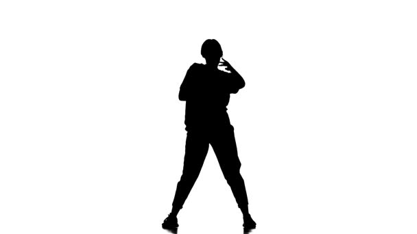 Silhouette Noire Sur Fond Blanc Jeune Femme Danseuse Legging Noir — Video