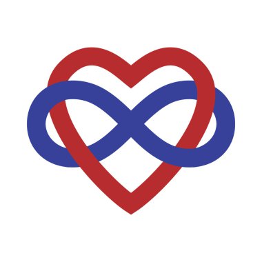Polyamory Concept Sign Banner. Vector Infinity Heart Shape clipart