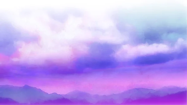 Beatiful Sky cu nori de fundal artistic. Pictură artizanală Peisaj — Vector de stoc
