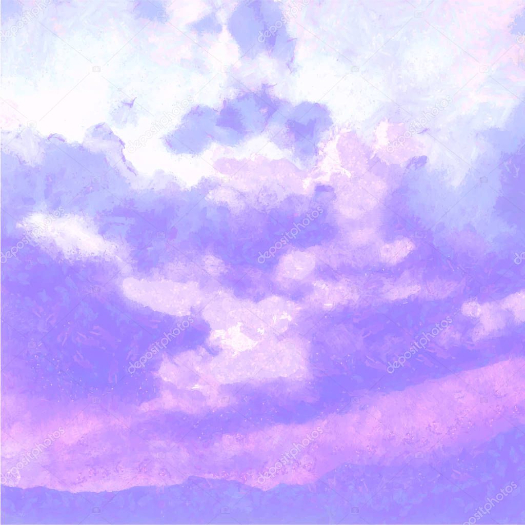 Beatiful Sky with Clouds Artistic Background. Craft Painting Landscape