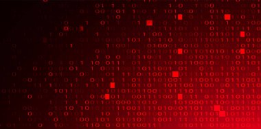 İkili Kod ile Kırmızı Arkaplan 'ı özetle. Kötü amaçlı yazılım veya Hack Saldırı Konsepti