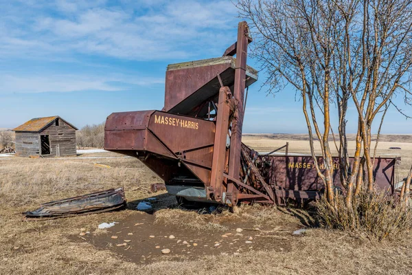 Wymark Canadá Marzo 2020 Vintage Massey Harris Pull Type Combine — Foto de Stock