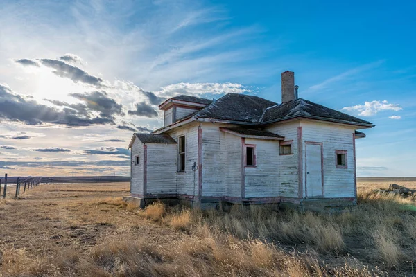 Pôr Sol Sobre Escola Abandonada Quarto Frenchville — Fotografia de Stock