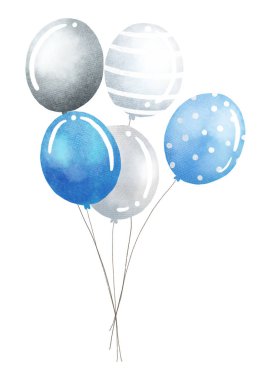 Mavi balonların suluboya rengi
