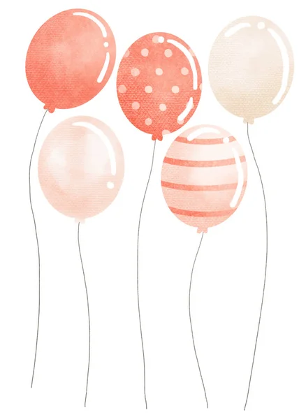 Akwarela z różowego złota balony — Zdjęcie stockowe