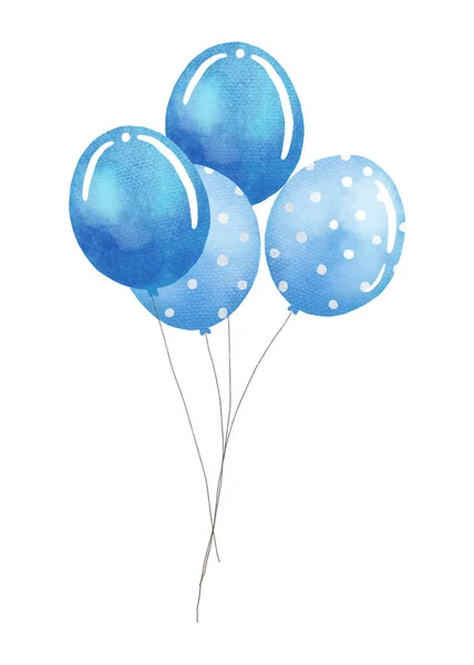 Watercolor of blue balloons — 스톡 사진