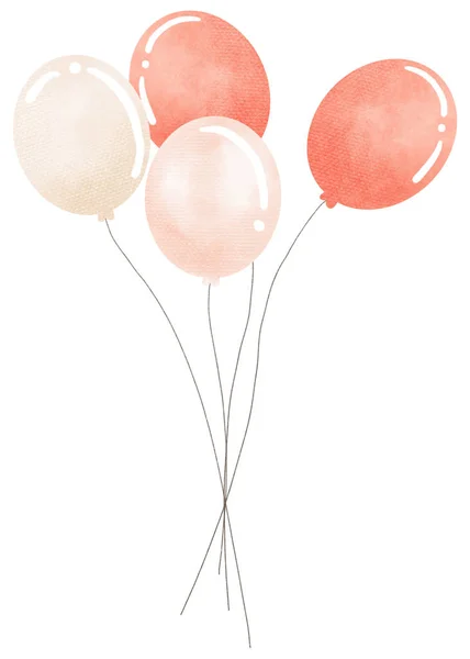 Watercolor of rose gold balloons — 스톡 사진