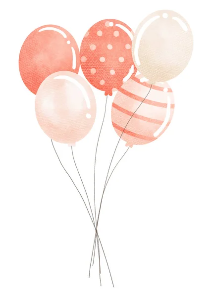 Watercolor of rose gold balloons — 스톡 사진