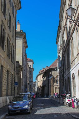 Geneva, İsviçre - 14 Eylül - Street eski şehrin.