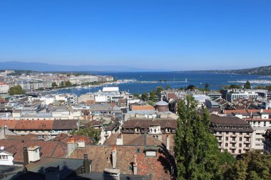 Geneva, İsviçre - 14 Eylül - kenti üzerinden bir hei