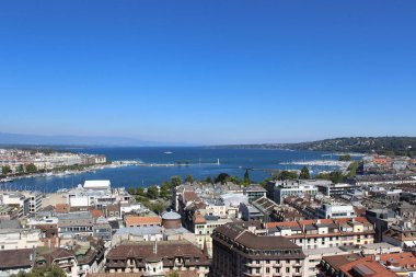 Geneva, İsviçre - 14 Eylül - kenti üzerinden bir hei