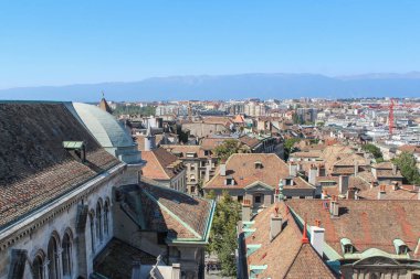 Geneva, İsviçre - 14 Eylül - kenti üzerinden bir hei
