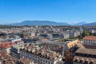 Geneva, İsviçre - 14 Eylül - kenti üzerinden bir hei