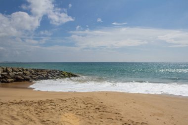 Güzel bir plaj. Güzel tropikal plaj avuç görünümünü. 