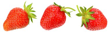 Çilek koleksiyonu. Çilek beyaz arka planda izole edilmiş. Sağlıklı yemek. 