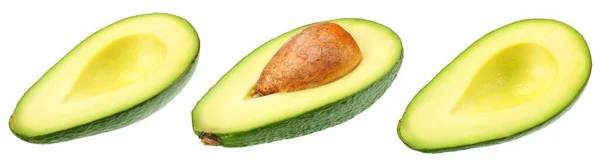 Avocado-Sammlung. frische Avocado mit Scheiben isoliert a auf weißem Hintergrund — Stockfoto