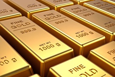 Altın külçeleri. Finansal kavramlar. 3B illüstrasyon 