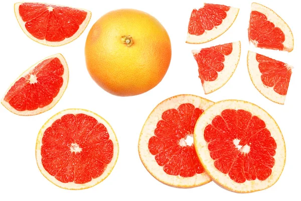 Comida Saudável Toranja Com Fatias Isoladas Fundo Branco Vista Superior — Fotografia de Stock