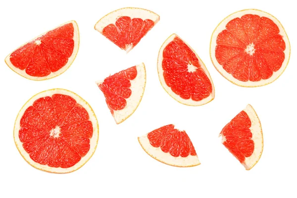 Zdravé Jídlo Grapefruit Plátky Izolované Bílém Pozadí Horní Pohled — Stock fotografie