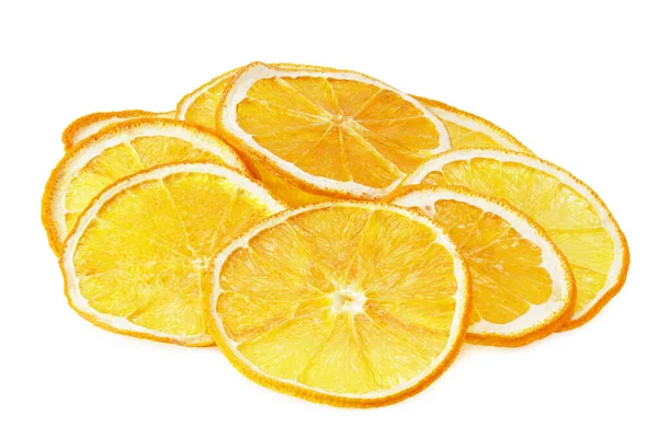 Sušené Plátky Pomeranče Izolované Bílém Pozadí — Stock fotografie