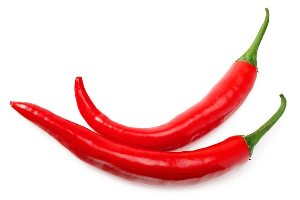 Rode Hete Chili Pepers Geïsoleerd Witte Achtergrond — Stockfoto