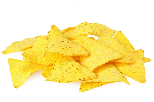 Maïs Chips Nachos Geïsoleerd Witte Achtergrond — Stockfoto