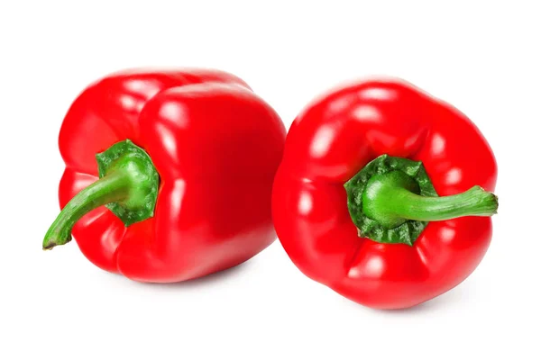 Dos Pimientos Rojos Dulces Aislados Sobre Fondo Blanco — Foto de Stock