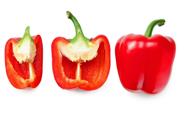 Pimiento Rojo Dulce Con Rodajas Aisladas Sobre Fondo Blanco Vista — Foto de Stock