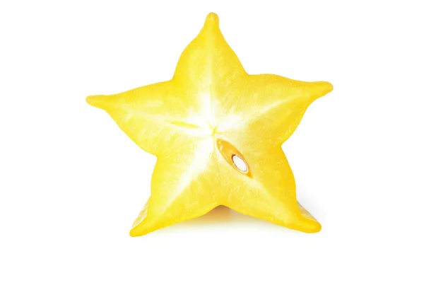 Scheibe Reife Sternfrucht Karambola Oder Sternapfel Sternfrucht Auf Weißem Hintergrund — Stockfoto