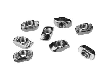 Beyaz arkaplanda izole edilmiş Alüminyum Profiller için Serbest Fındık