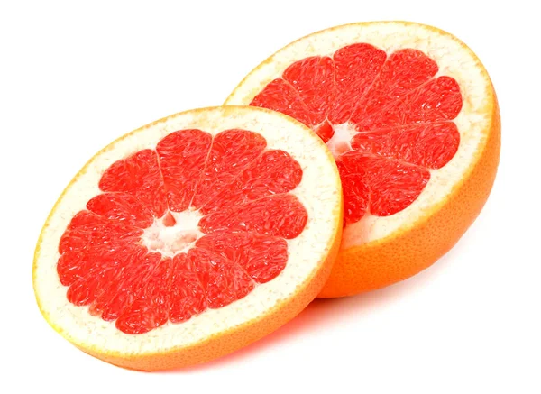 Gezond Voedsel Gesneden Grapefruit Geïsoleerd Witte Achtergrond — Stockfoto