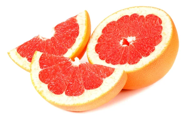 Gezond Voedsel Gesneden Grapefruit Geïsoleerd Witte Achtergrond — Stockfoto