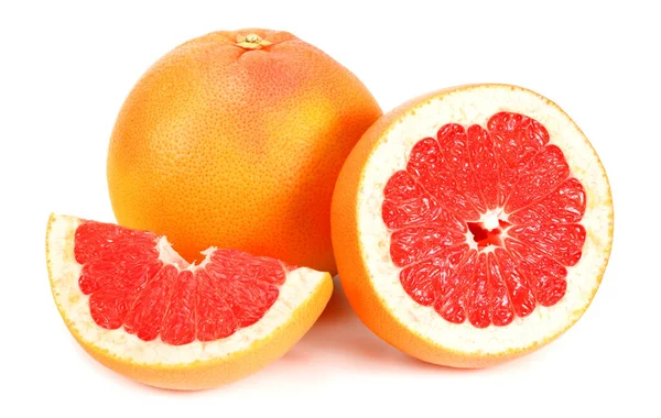 Gesunde Ernährung Grapefruit Mit Scheiben Isoliert Auf Weißem Hintergrund — Stockfoto