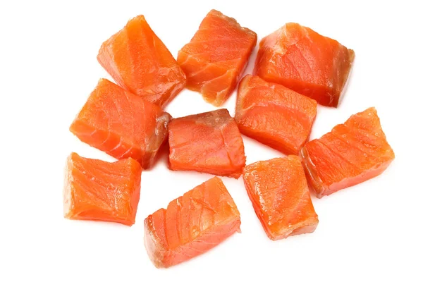 Červená Ryba Surový Filet Lososa Izolovaný Bílém Pozadí Horní Pohled — Stock fotografie