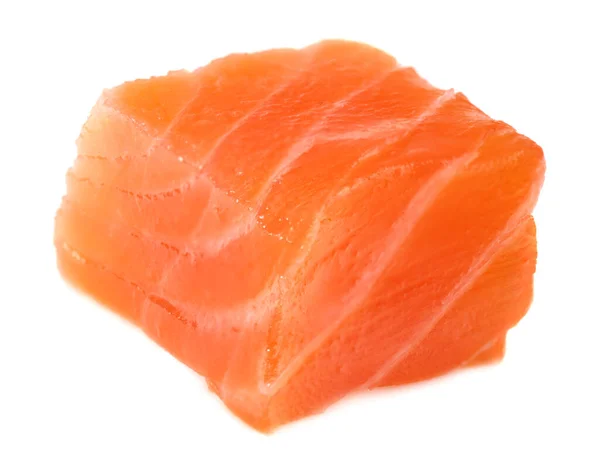 Červená Ryba Syrové Filet Lososa Izolovat Bílém Pozadí — Stock fotografie