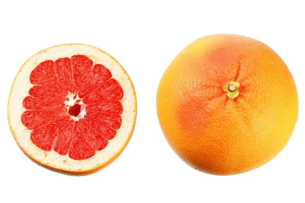 Gesunde Ernährung Geschnittene Grapefruit Isoliert Auf Weißem Hintergrund Ansicht Von — Stockfoto