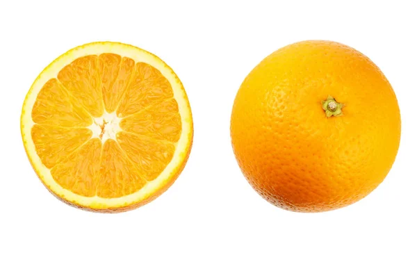 Gesneden Oranje Geïsoleerd Witte Achtergrond Gezond Voedsel Bovenaanzicht — Stockfoto